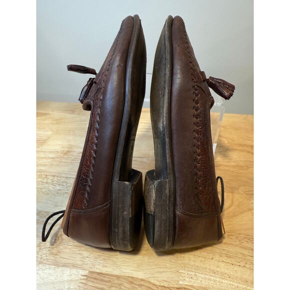 Zelli Made in Italy Brown Leather Slip On Loafers w Tassels Size 8.5 M JL main image 6